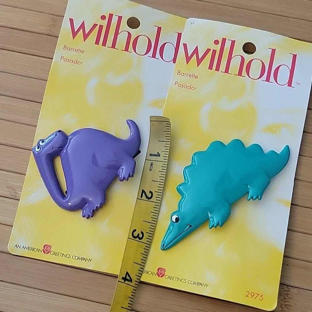 NWT Vintage Dinosaur Barrette Lot Wilhold Retro 80's 90's Rad Kawaii Hair Clips